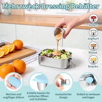 Nerezový obedár Onader Bento Box 850 ml pre deti a dospelých, s vyberateľnou prepážkou a nádobkou na omáčku, nepriepustný 5