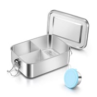 Nerezový obedár Onader Bento Box 850 ml pre deti a dospelých, s vyberateľnou prepážkou a nádobkou na omáčku, nepriepustný 1
