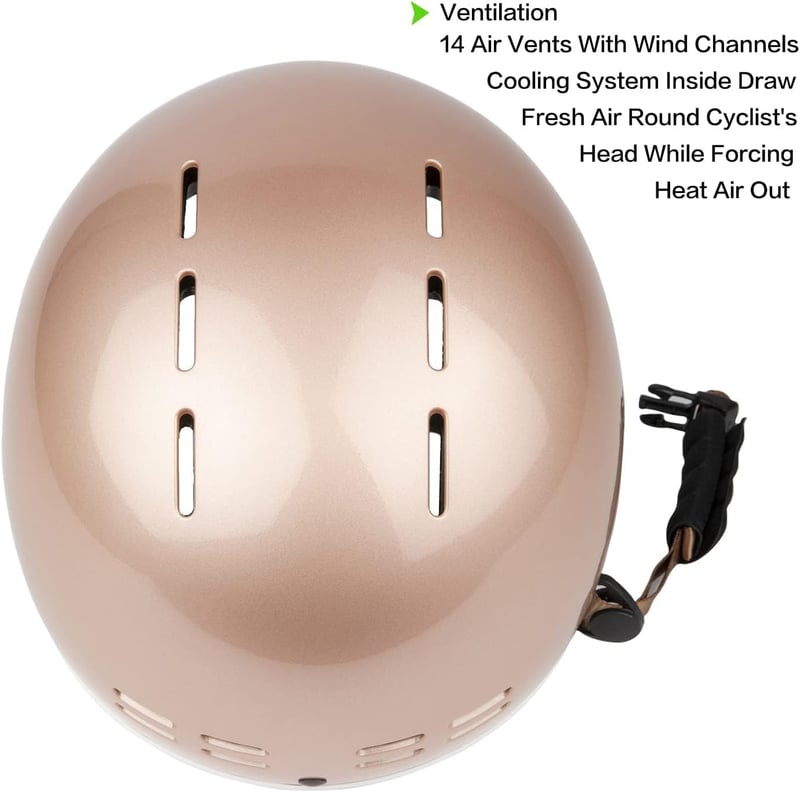 OnBros Retro Kerékpáros Bukósisak Felnőtteknek - Állítható Méret 56-61 cm - Városi Biciklizéshez - Rózsaarany Szín - Szellőző - Rose Gold [NEW]