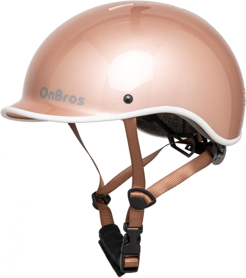 OnBros Retro Kerékpáros Bukósisak Felnőtteknek - Állítható Méret 56-61 cm - Városi Biciklizéshez - Rózsaarany Szín - Szellőző - Rose Gold [NEW]