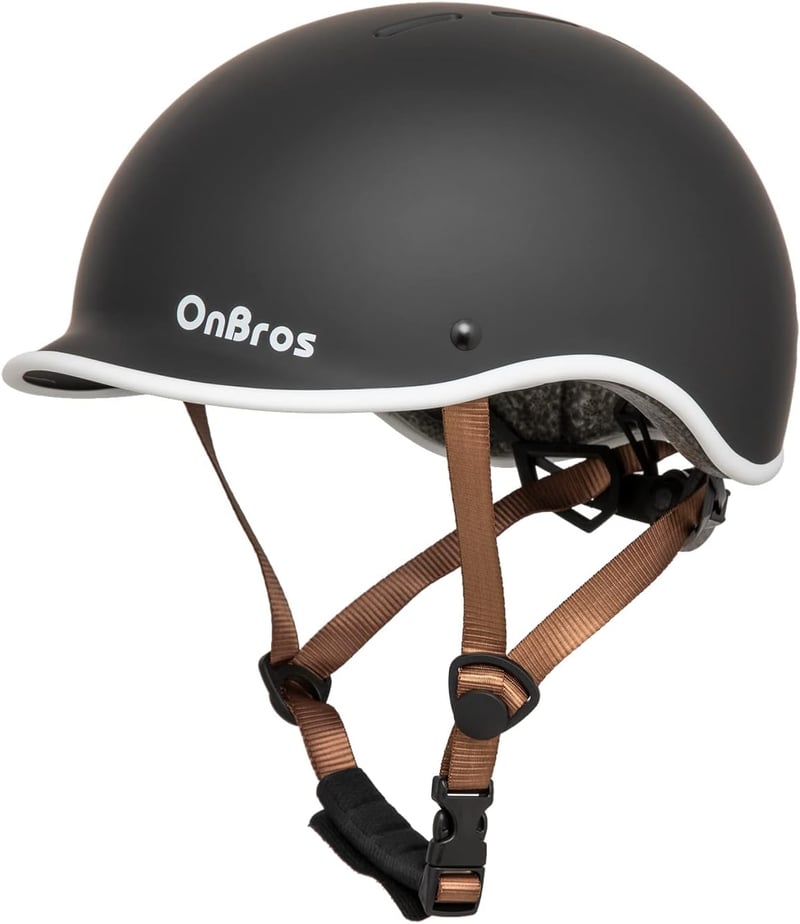 OnBros Retro Kerékpáros Bukósisak Felnőtteknek - Városi Unisex Sisak Állítható Mérettel (56-61 cm) - Szellőző Nyílásokkal - Fekete - Black