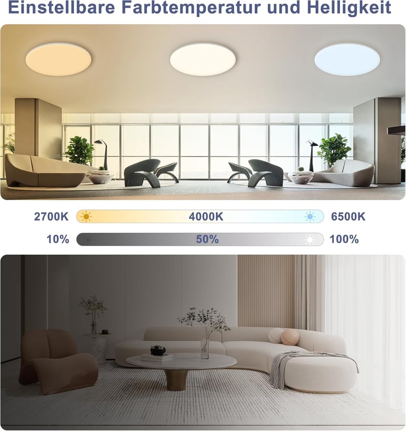 ONDTA LED Mennyezeti Lámpa Dimmelhető 45W, 2700-6500K Távirányítóval, IP54