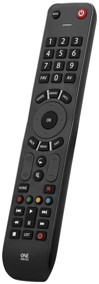 Univerzálny diaľkový ovládač k TV One for All Evolve URC7115 – kompatibilný so všetkými značkami TV, optimalizovaný pre Smart TV, s funkciou učenia, čierny 1