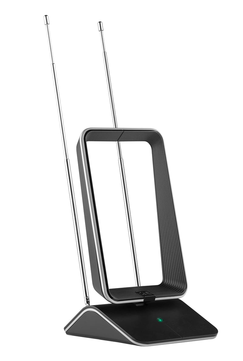 One for All SV9465-5G vnútorná pasívna teleskopická TV anténa DVB-T/T2, 4K Ultra HD, čierna, automatická regulácia zosilnenia, 0-25 km