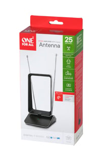 One for All SV9465-5G vnútorná pasívna teleskopická TV anténa DVB-T/T2, 4K Ultra HD, čierna, automatická regulácia zosilnenia, 0-25 km 5