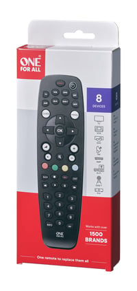 Univerzálny diaľkový ovládač One for All URC 2981 pre TV, DVD, Blu-ray, VCR a audio zariadenia, čierny, kompatibilný so všetkými značkami 3