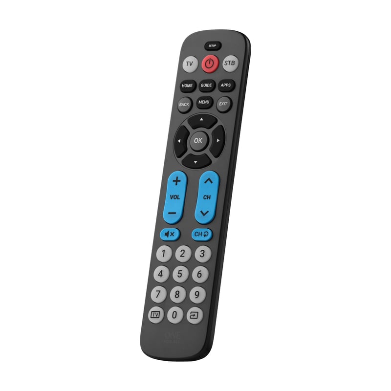Univerzálny diaľkový ovládač One for All URC6821 Big Button – čierny, s modrými prvkami, 1 ks