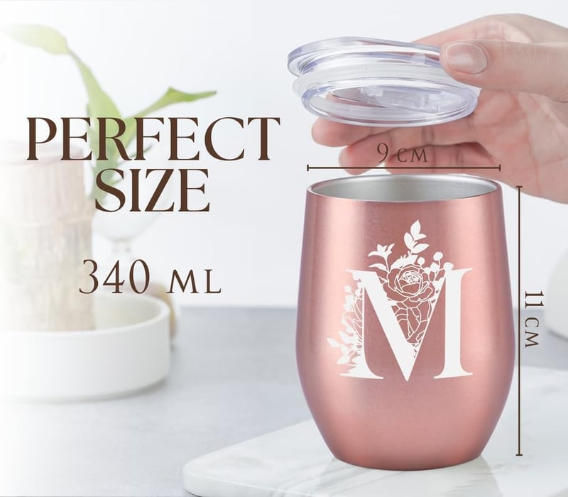 Onebttl Személyre szabott termikus bögre rozéarany 12oz fedéllel nőknek