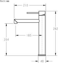 ONECE magas mosdó csap fekete, 204 mm, levehető szűrővel, modern fürdőszobai csaptelep 4