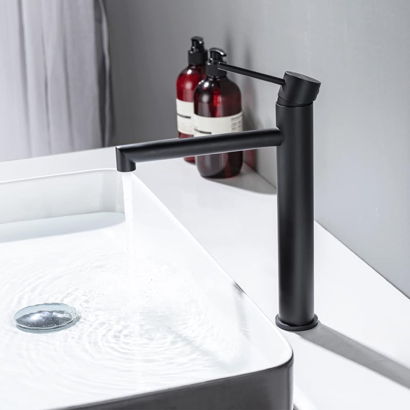 ONECE magas mosdó csap fekete, 204 mm, levehető szűrővel, modern fürdőszobai csaptelep