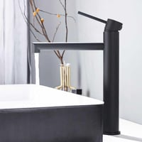 ONECE magas mosdó csap fekete, 204 mm, levehető szűrővel, modern fürdőszobai csaptelep 8