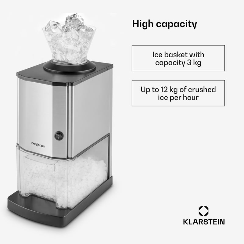 OneConcept Asztali Jégkészítő Gép 3.5L, Hordozható Jégkocka és Jégmorzsáló Készülék Otthonhoz