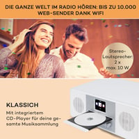 oneConcept Streamo CD internetrádió WiFi DAB+ FM Bluetooth CD lejátszó 20W 3
