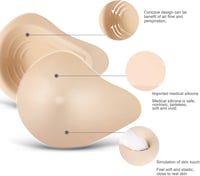ONEFENG Könnyű Mellprotézis Nőknek Aszimmetrikus Szilikon Mellbetét Bal Oldali - B Cup, Beige-left 4