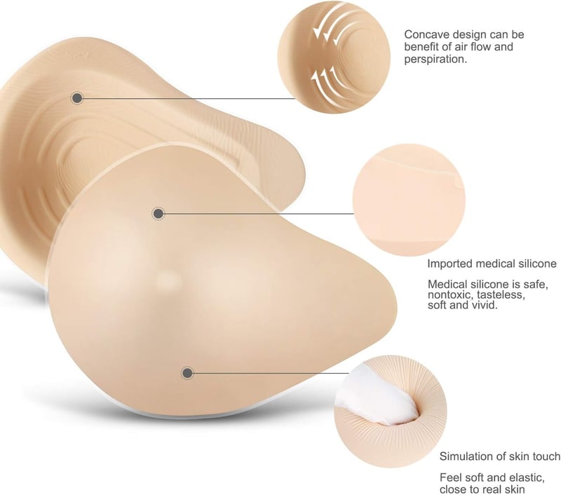 ONEFENG Könnyű Mellprotézis Nőknek Aszimmetrikus Szilikon Mellbetét Bal Oldali - B Cup, Beige-left