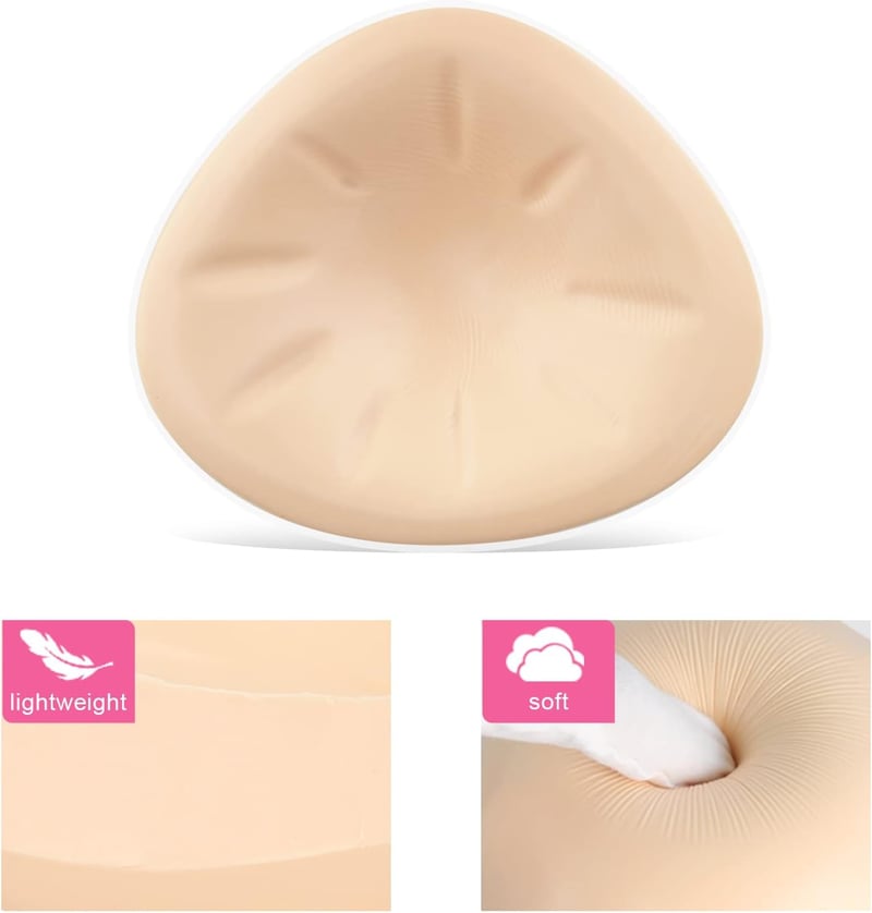 ONEFENG Szilikon Mellprotézis Háromszög Alakú Könnyű Melltartó Betét - C Cup, Beige