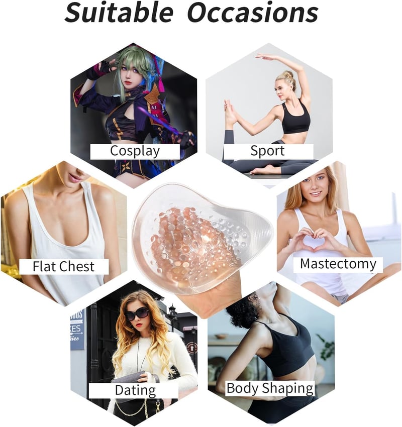 ONEFENG szimmetrikus mellprotézis szilikongél úszáshoz bikinihez - 310g(Cup C), Transparant-right