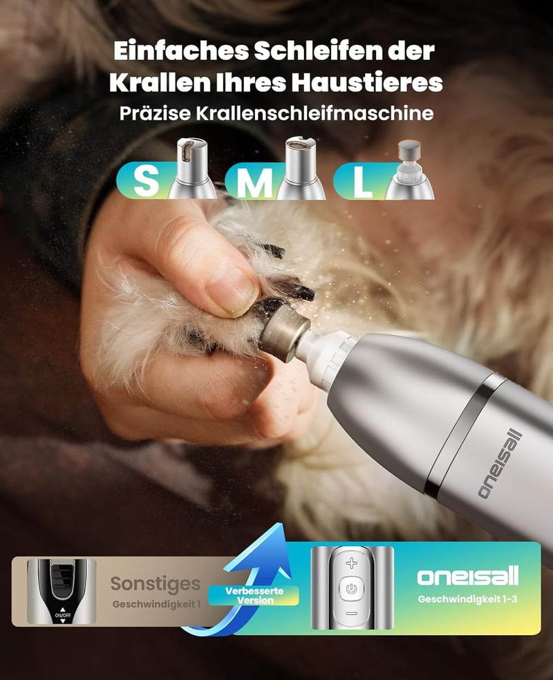 oneisall 4 az 1-ben Kisállat Nyírógép - Csendes Mancsnyíró Kutyáknak és Macskáknak, LCD Kijelzővel, Karomcsiszolóval, Testszőrzet, Mancs, Sz