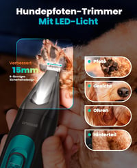 oneisall 4az1-ben Kutya Macska Nyírógép LED Lámpával, Mancs Trimmer Köröm Csiszoló 2000mAh - Blau, 4-in-1 7