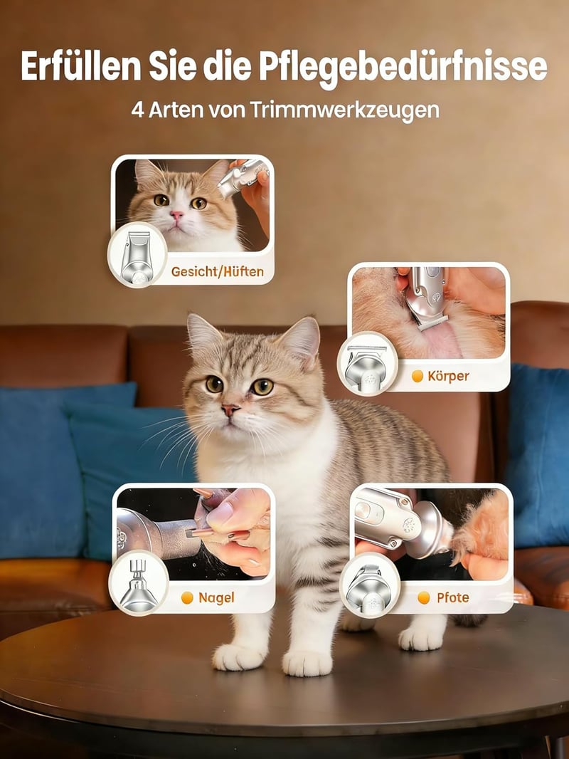 Oneisall 4az1-ben Kutya Macska Nyírógép Vízálló Akkumulátoros Mancs Trimmer