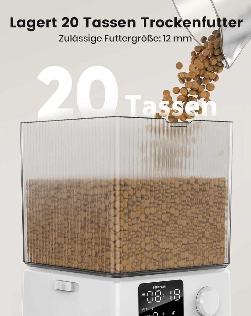 oneisall 5L Automata Macskaeledel Adagoló 2 Tálcával, Rozsdamentes Acél, Hangfelvétel