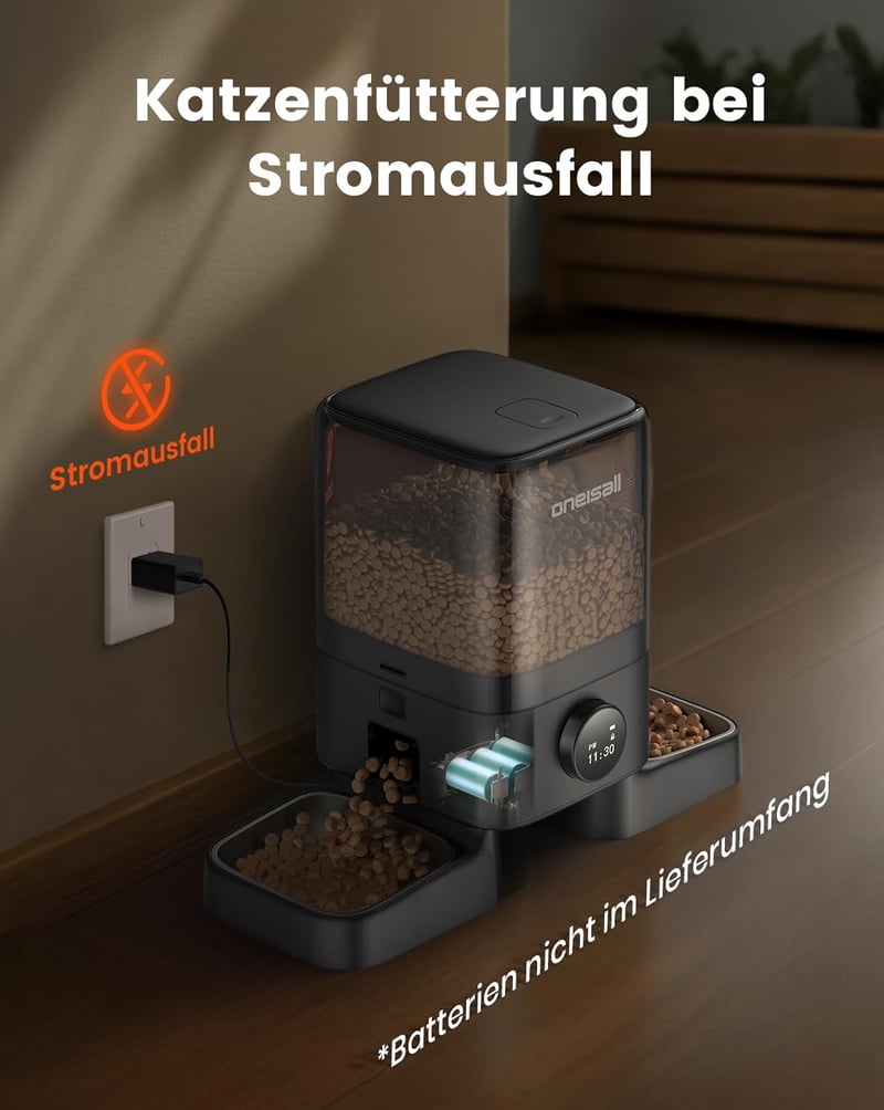 oneisall 5L Automata Macskaeledel Adagoló 2 Tálcával, Vezeték Nélküli Etető Kutyáknak Macskáknak