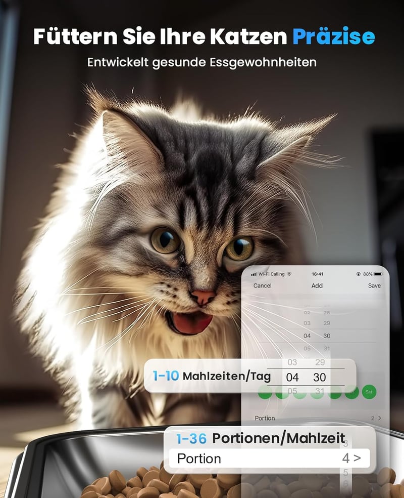 oneisall 5L Automata Macskaeledel Adagoló WiFi Applikációval, 2 Rozsdamentes Tál