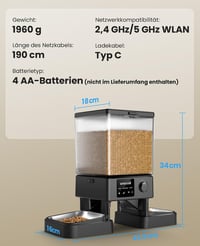 oneisall 5L Automata Macskaeledel Adagoló WiFi Applikációval, 2 Rozsdamentes Tál 9