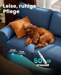 oneisall Mașină de tuns silențioasă pentru câini cu lamă dublă, 2 viteze, pentru lăbuțe, ochi, urechi, față și corp, albă 5