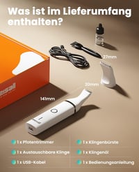 oneisall Mașină de tuns silențioasă pentru câini cu lamă dublă, 2 viteze, pentru lăbuțe, ochi, urechi, față și corp, albă 8