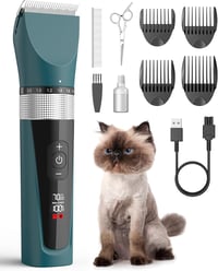 oneisall Macskanyírógép Professzionális Csendes Trimmer 5 Fokozat LCD Kijelző Vízálló Zöld - Green 1