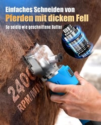 oneisall Professzionális Vezeték Nélküli Lónyíró Készülék - 2 Akkumulátorral, 2400 RPM Motorral, Vastag és Csomós Szőrzetre, Kék - Blue 3