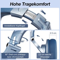 OneOdio Bluetooth Over-Ear fejhallgató Sky Blue 72 órás HiFi sztereó 6,35 és 3,5 mm jack, vezeték nélküli DJ PC telefon 6