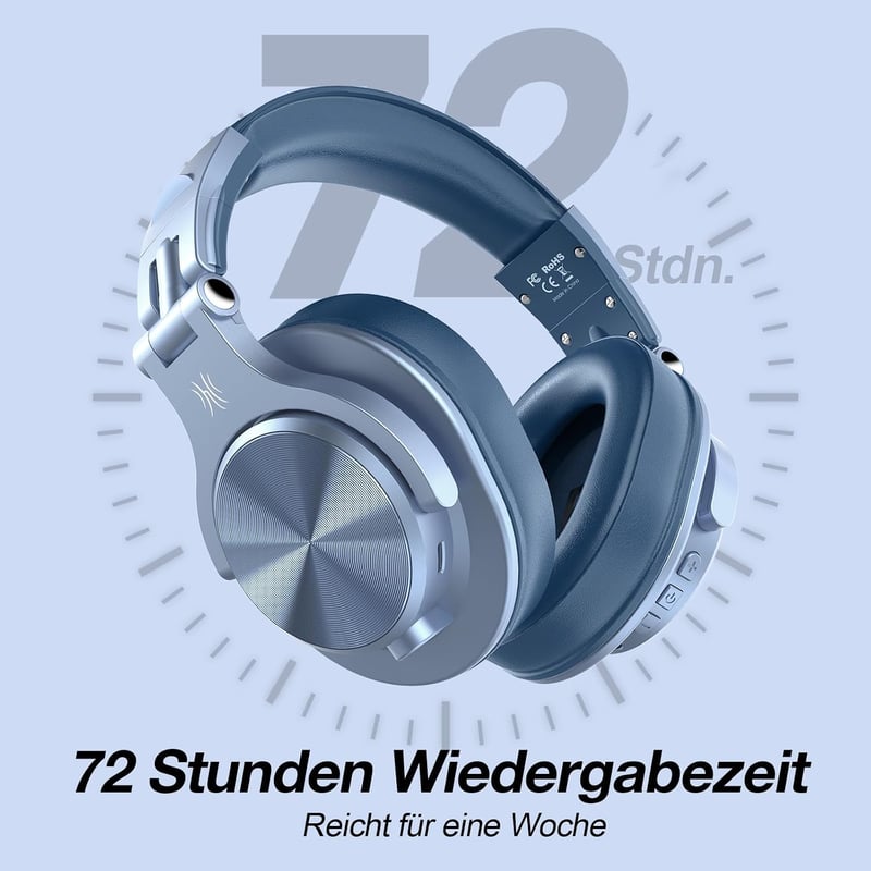 OneOdio Bluetooth Over-Ear fejhallgató Sky Blue 72 órás HiFi sztereó 6,35 és 3,5 mm jack, vezeték nélküli DJ PC telefon