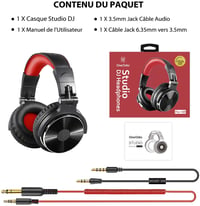 DJ slúchadlá OneOdio Pro-10 s mikrofónom, Hi-Res Audio, hlboké basy, skladacie, Share-Port, 3,5 mm a 6,35 mm jack, červené 6