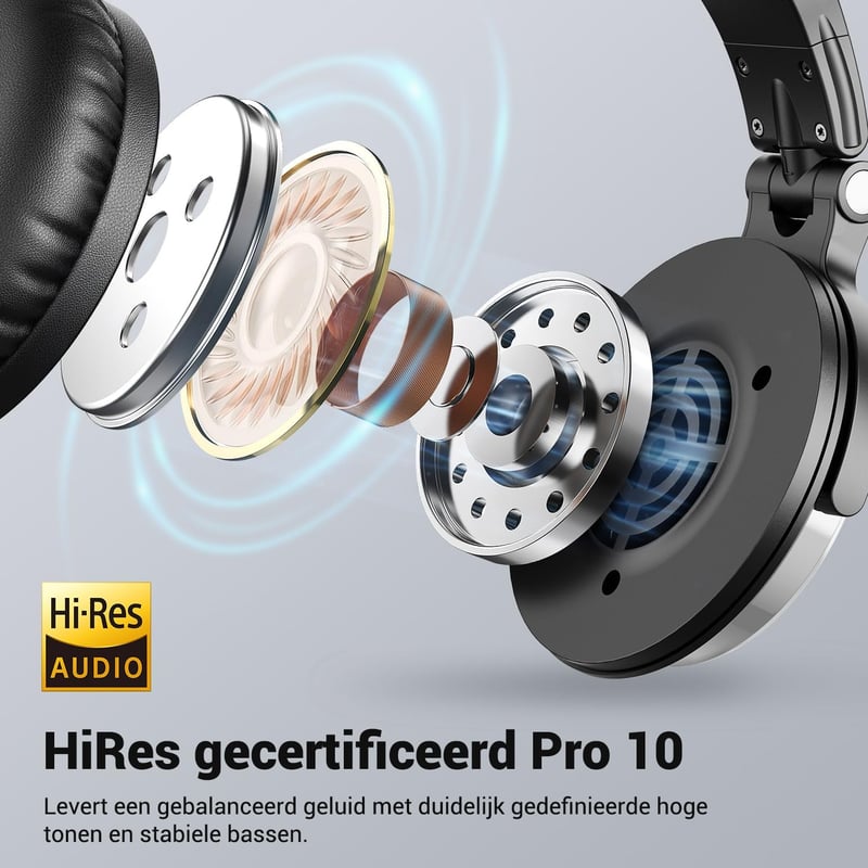 OneOdio Pro-10 Fekete Stúdió Fejhallgató 50mm Meghajtóval, Kábellel és Osztott Porttal