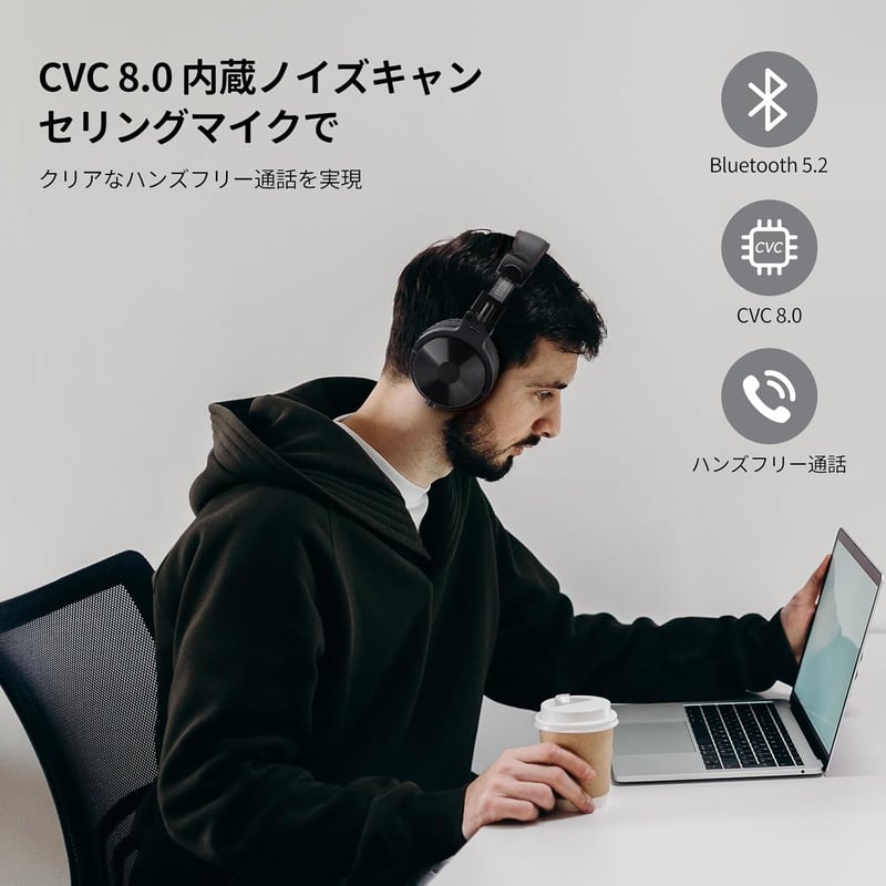 OneOdio Pro C Bluetooth fejhallgató vezeték nélküli Hi-Fi sztereó 80 órás játékidő