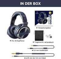 OneOdio Pro-10 zárt fejhallgató, 50 mm, 6,35 mm és 3,5 mm jack - kék 7