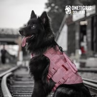 Taktický postroj pre psov OneTigris AIRE Mesh, s funkciou proti ťahaniu, 2 rukoväťami a 3 D-krúžkami, nastaviteľný, ružový, veľkosť S 9
