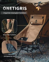 OneTigris Dragonhide összecsukható kemping szék, 125 kg terhelhetőség, oldaltáskákkal 3
