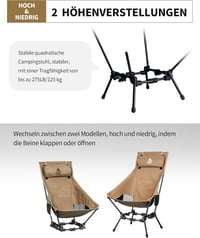 OneTigris Dragonhide összecsukható kemping szék, 125 kg terhelhetőség, oldaltáskákkal 5