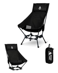 Skladacia kempingová stolička OneTigris DRAGONHIDE s vysokým operadlom, nosnosť 125 kg, s 2 bočnými vreckami, ultraľahká rybárska stolička pre outdoor, čierna 8