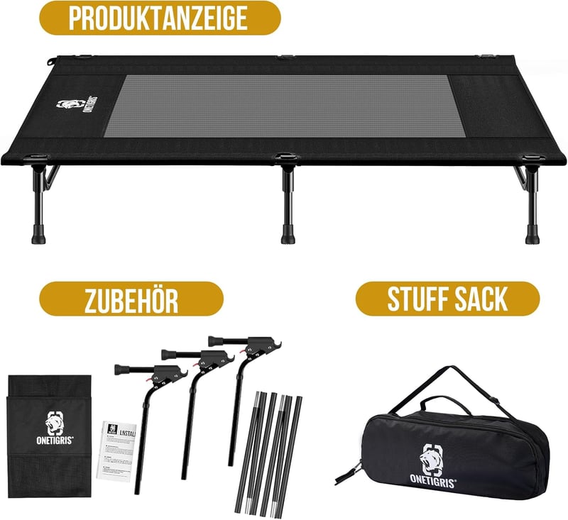 OneTigris Emelt Kutyaágy 130x70cm, Szellőző Camping Ágy Macskának és Kutyának