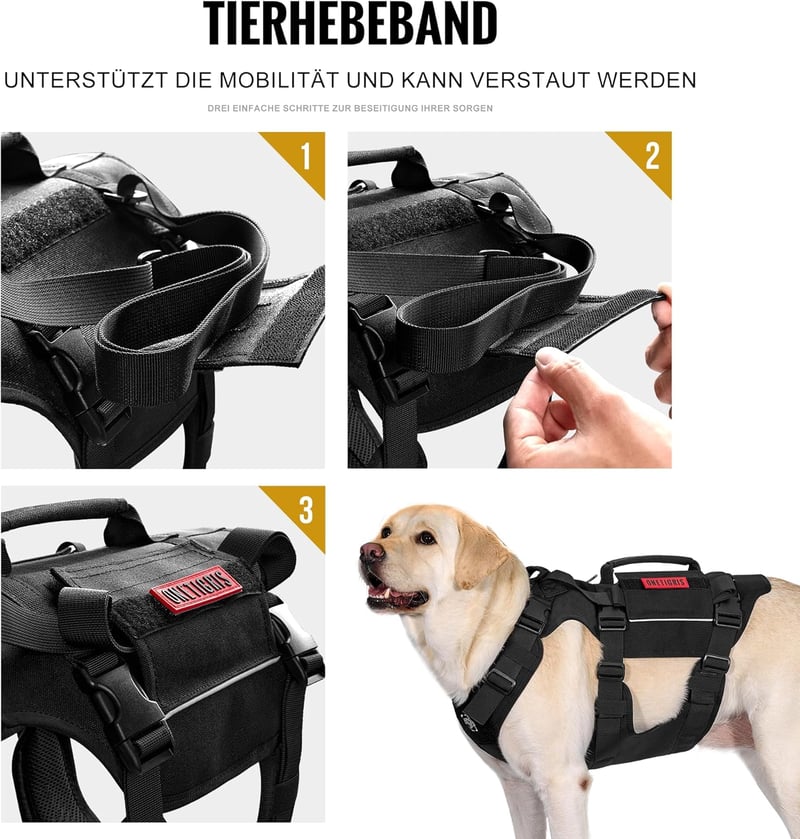OneTigris Kutyahám Vezetési Támogatás L Méret Fekete 2 Fogantyúval