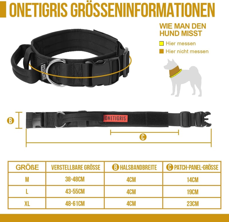 OneTigris Kutyanyakörv Fém Csattal XL Méret Fekete Színben
