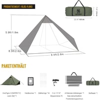OneTigris Téli kúp sátor 1 személynek vízálló Tetoron pamut hóvédő szoknyával sátorkályhához zöld kempingezéshez 3