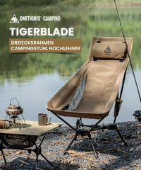 Skladacia kempingová stolička OneTigris Tigerblade s vysokým operadlom, 170 kg, s 2 bočnými vreckami – kojotovo hnedá 4
