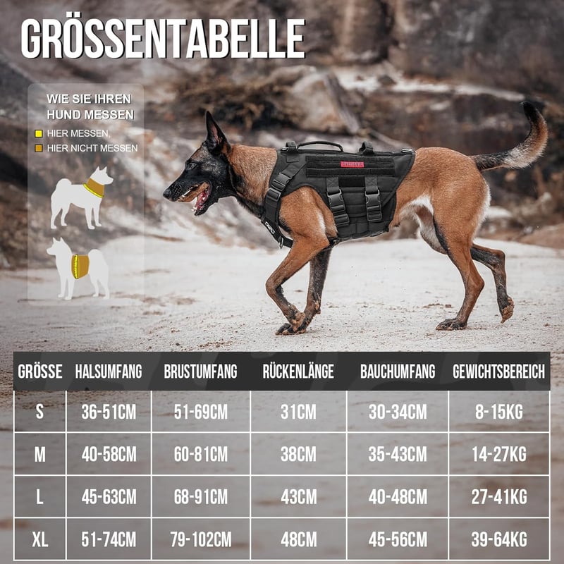 OneTigris X Destroyer taktikai kutyahám 3 fogantyúval, fém csatokkal, közepes-nagy kutyáknak - S:8-15kg(Hals:36-51cm, Brust:51-69cm), black