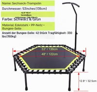 ONETWOFIT 122 cm Mini Trampoline Állítható Fogantyúval Fitness Trambulin 4