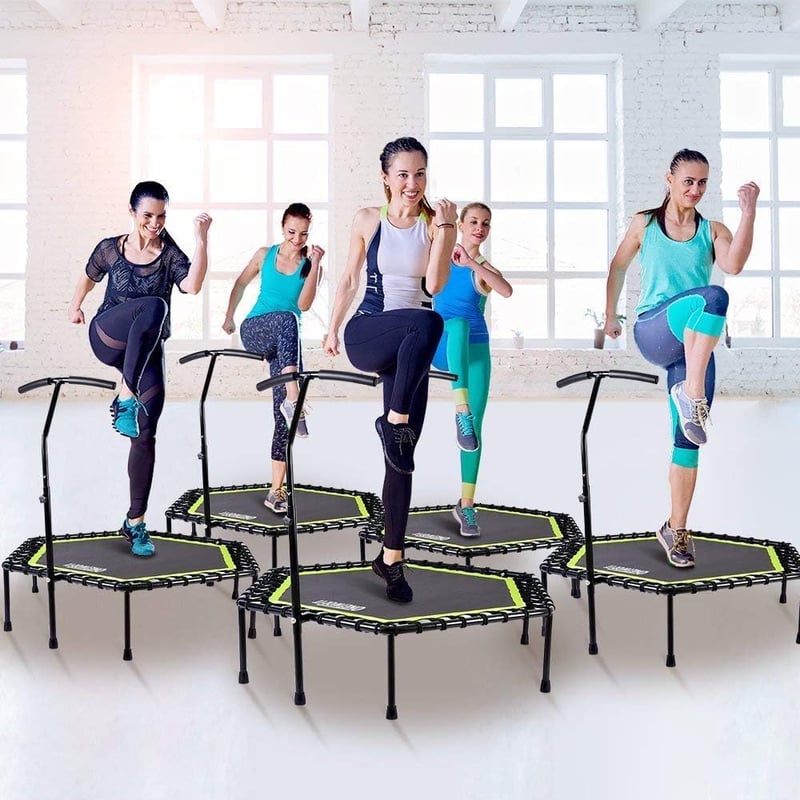 ONETWOFIT 122 cm Mini Trampoline Állítható Fogantyúval Fitness Trambulin